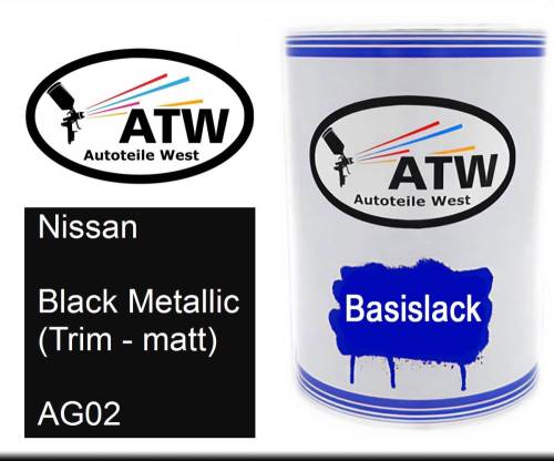 Nissan, Black Metallic (Trim - matt), AG02: 500ml Lackdose, von ATW Autoteile West.